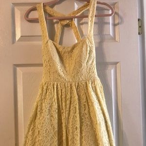 Canary Yellow Lace Cocktail Dress